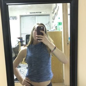 Blue striped crop top